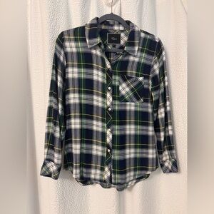 Rails Multicolor Blue & Green Plaid Button-Down Shirt - Sz. XS